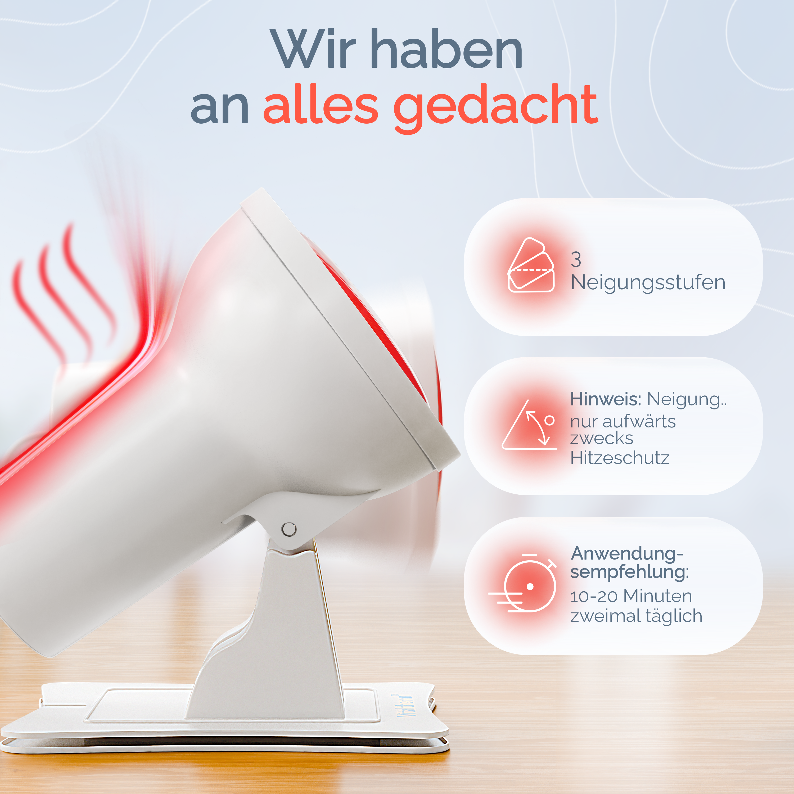 Vitaltherm RW150 – 3 Neigungsstufen, nur aufwärts zwecks Hitzeschutz